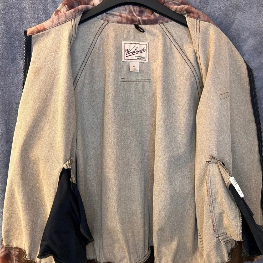 Vintage Woolrich Men's XL Outdoor Guide Saddlecloth Camo Jacket Full Zip Hunting